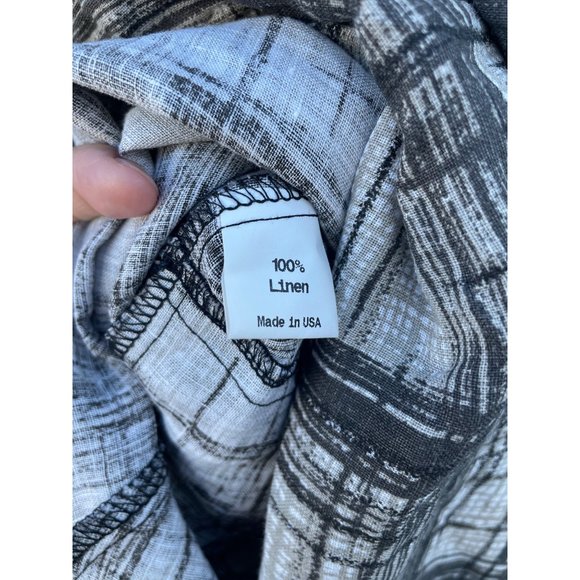 Cynthia Ashby Women's L Large gray plaid Linen longsleeve button up dress - Picture 12 of 13